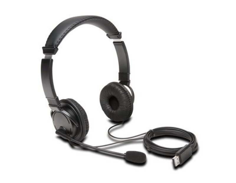 Kensington Hi-Fi USB-A Headphones w/ Microphone/Volume Control For Laptop Black