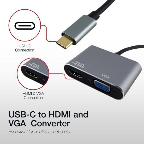 Shintaro USB-C to 4K HDMI & VGA Hub, 4K@60Hz, 1080P Output