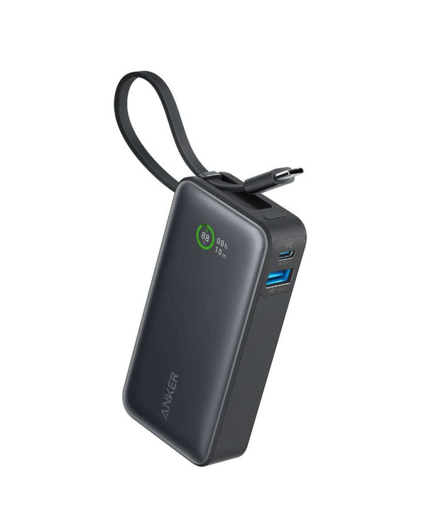 Anker Nano 10K 30W Power Bank with Built-In USB-C Cable - Black