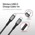 Shintaro 1M USB-C Cable – 100W Fast Charge, Braided, Aluminium Head, E-Mark IC