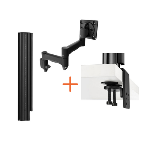Atdec AWMS-4640 Monitor Arm + 400mm Post, Heavy-Duty F Clamp, Black
