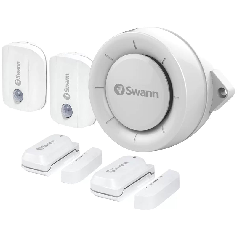 Swann Smart Home Alarm Kit A with Indoor Siren, Window Door Sensors and PIR Motion Sensors