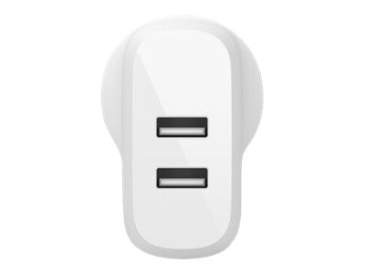 BELKIN 2 Port Wall Charger, 12W, USB-A (2), Boost Charge, White, Include USB-A to LGN CABL