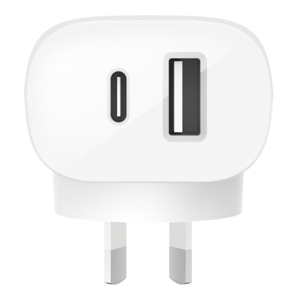 BELKIN 2 Port Wall Charger, 25W USB-C (1) PD, 12W USB-A (1) , White, 2YR WITH $2500 CEW