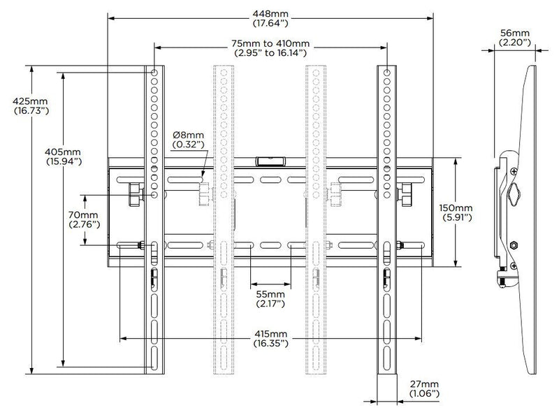 ATDEC Tilt Display Wall Mount, Up to 50KG, Vesa Up to 400x400, 10 YR WTY