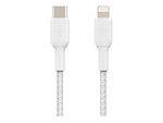 BELKIN 1M USB-C TO Lightning Charge/SYNC Cable, MFi, Braided, White, 2 YR