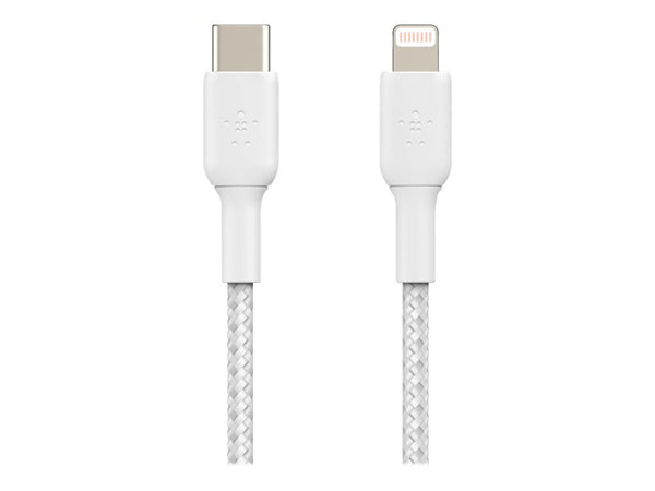 BELKIN 1M USB-C TO Lightning Charge/SYNC Cable, MFi, Braided, White, 2 YR