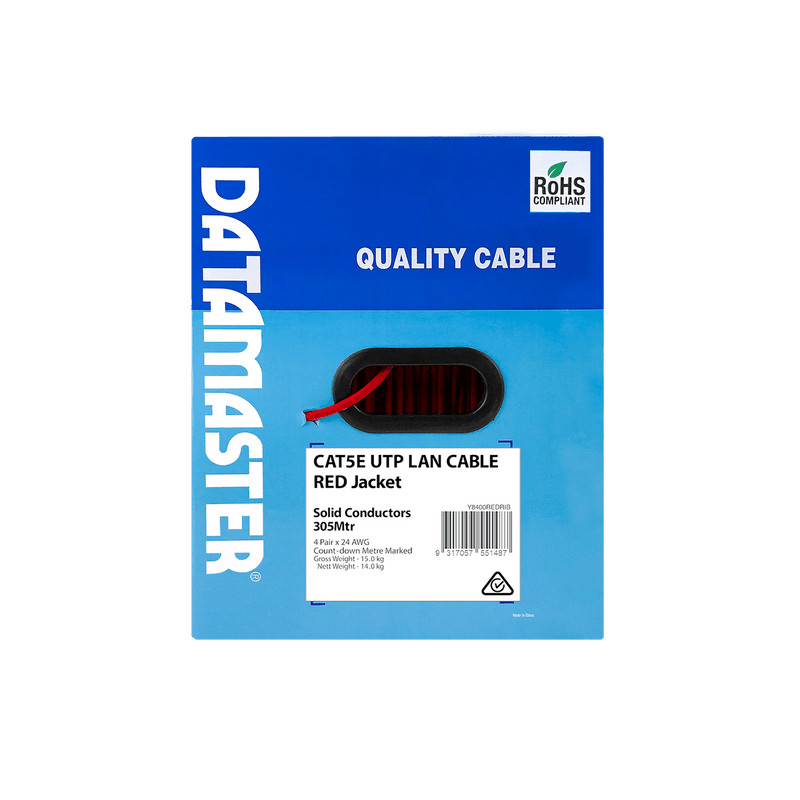 DATAMASTER S2098 Cat5E Red 305M (Lifetime Warranty)