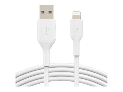 BELKIN 2M USB-A to Lightning Charge/SYNC Cable, MFi, WHT, 2 YR WTY