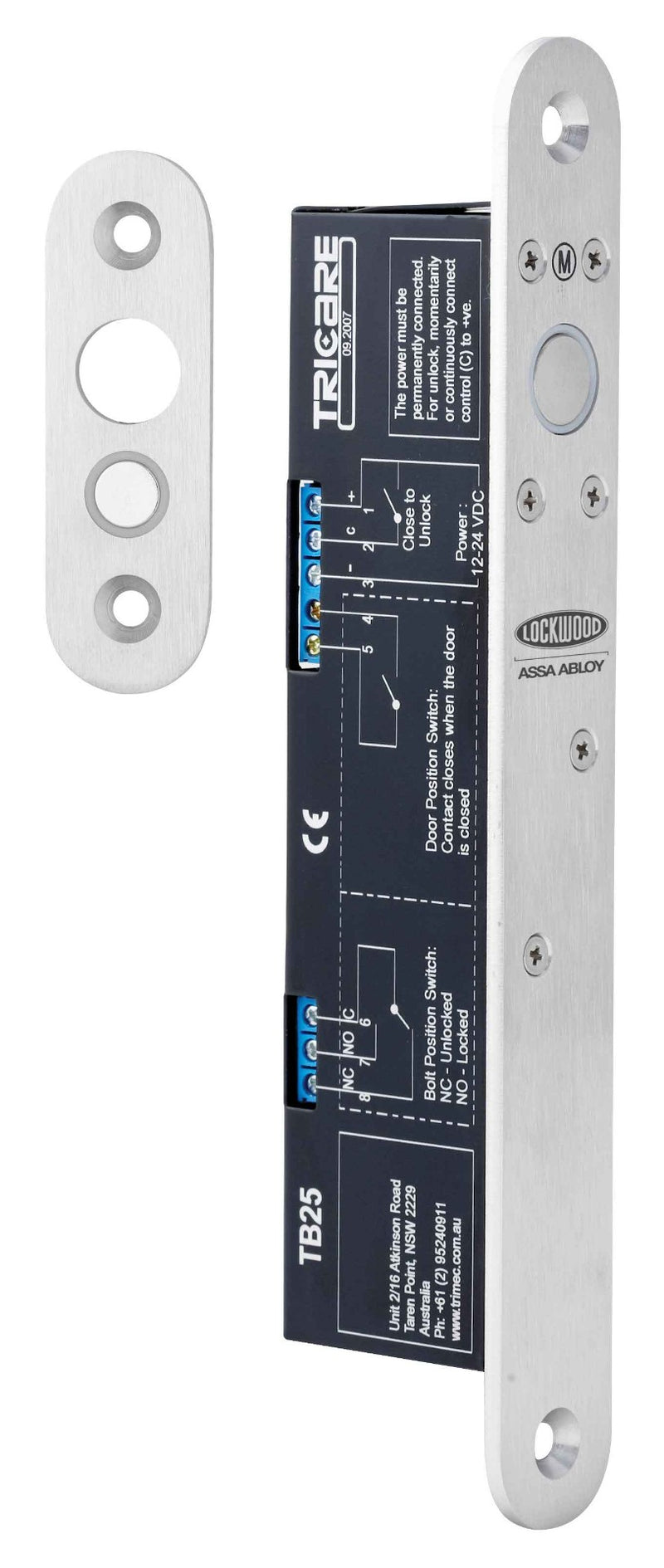 LOCKWOOD S1275 TB25 DropBolt Fail Secure Monitored 12-24VDC5YR