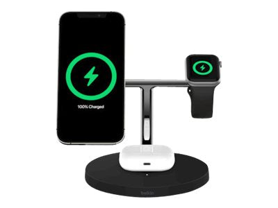 BELKIN 3-IN-1 Wireless Charger with MagSafe 15W Black