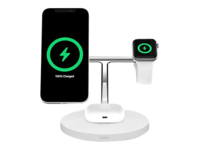 BELKIN 3-IN-1 Wireless Charger With MagSafe 15W White