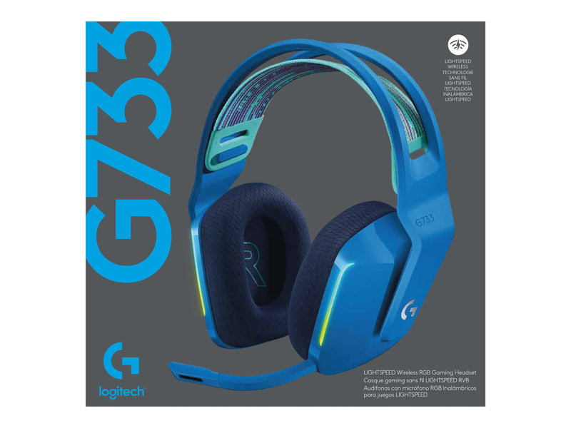 LOGITECH G733 Wireless LightSYNC RGB Gaming Headset, DTS X2.0 SRS,20M Range,Blue-2YR WTY