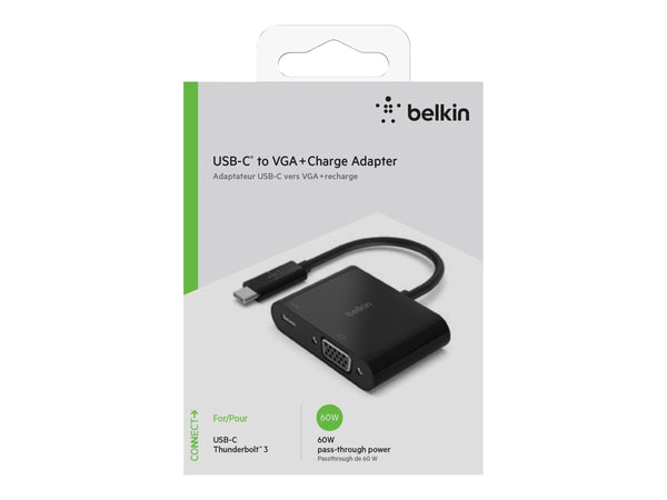 BELKIN Adapter USB-C TO VGA (Support 1080P) AND USB-C PD, 60W Pass Thru, 2 YR WTY