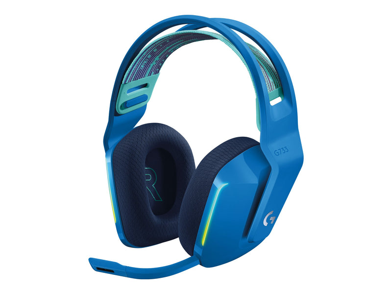 LOGITECH G733 Wireless LightSYNC RGB Gaming Headset, DTS X2.0 SRS,20M Range,Blue-2YR WTY