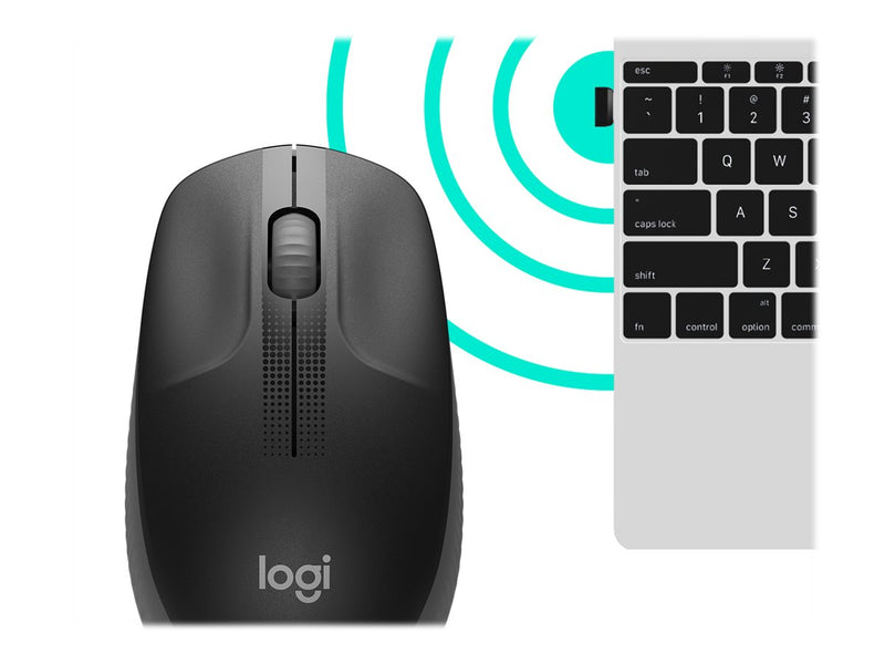 LOGITECH M190 Wireless Mouse Plug And Play, 2.4GHZ Nano Receiver - Charcoal - 1YR WTY