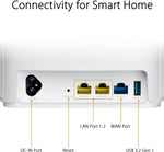 ASUS AX1800 Hybrid Router , GbE(3), USB 3.2 ANT (4), Aimesh, White 2 PACK, 3YR