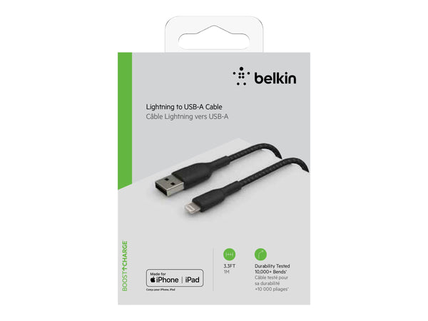 BELKIN 1M USB-A TO Lightning Charge/SYNC Cable, Braided, Black, 2 YRS