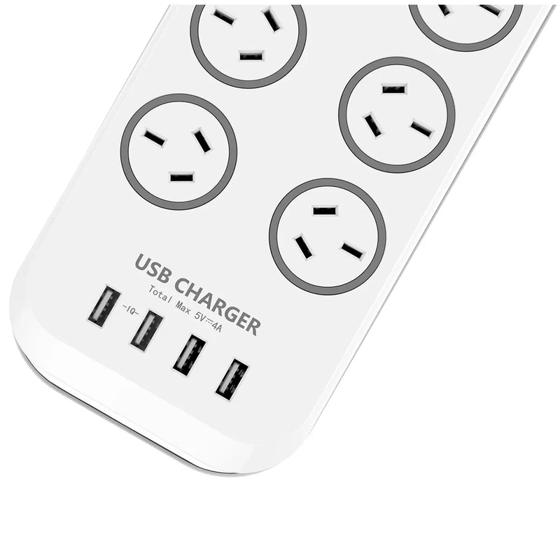 Huntkey Powerboard with 8 Sockets and 4 USB Ports 2 Pack