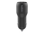 BELKIN 2 Port Car Charger, 12W/2.4A USB-A (2), 1x 1.2M USB-A to Lightning Cable, 2YR WTY