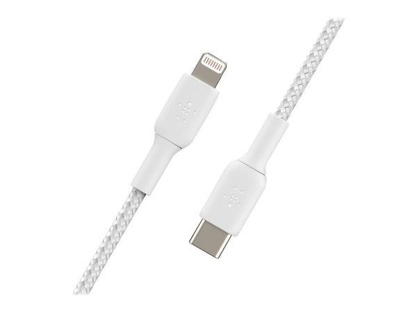 BELKIN 2M USB-C to Lightning Charge/SYNC Cable, MFi, Braided, White, 2 YR