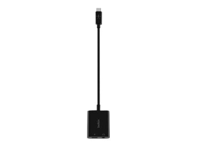 BELKIN Rockstar Adapter, USB-C TO 3.5MM Audio + USB-C Charge, Black