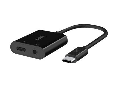 BELKIN Rockstar Adapter, USB-C TO 3.5MM Audio + USB-C Charge, Black