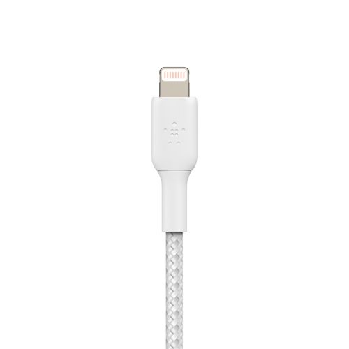 BELKIN 2M USB-C to Lightning Charge/SYNC Cable, MFi, Braided, White, 2 YR