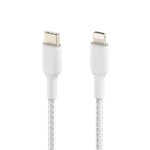 BELKIN 1M USB-C TO Lightning Charge/SYNC Cable, MFi, Braided, White, 2 YR