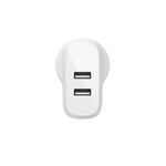 BELKIN 2 Port Wall Charger, 12W, USB-A (2), Boost Charge, White, Include USB-A TO C Cable,