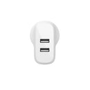 BELKIN 2 Port Wall Charger, 12W, USB-A (2), Boost Charge, White, Include USB-A TO C Cable,