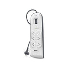 Belkin 6 Outlet Surge Protector 2m Cord 2 USB Ports 2.4A Power Board