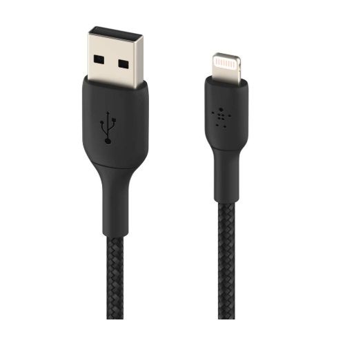 BELKIN 1M USB-A TO Lightning Charge/SYNC Cable, Braided, Black, 2 YRS