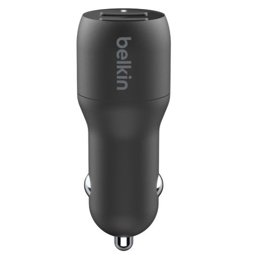 BELKIN 2 Port Car Charger, 12W/2.4A USB-A (2), 1M USB-A to USB-C Cable, 2YR WTY