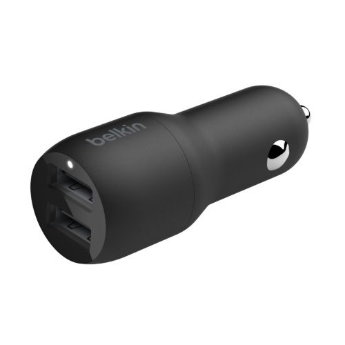 BELKIN 2 Port Car Charger, 12W/2.4A USB-A (2), 1M USB-A to USB-C Cable, 2YR WTY