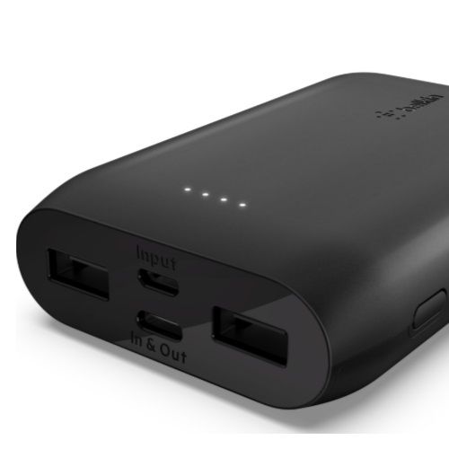 BELKIN Multi-Port Power Bank, 10K mAh, USB-C(1), USB(2), BLK USB-A TO C Cable, 2YR