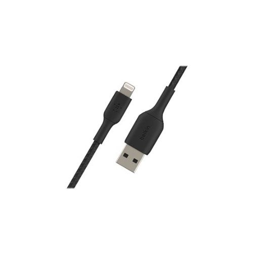 BELKIN 2M USB-A to Lightning Charge/SYNC Cable, Braided, MFi, BLK, 2 YR WTY