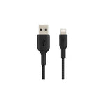 BELKIN 2M USB-A to Lightning Charge/SYNC Cable, Braided, MFi, BLK, 2 YR WTY