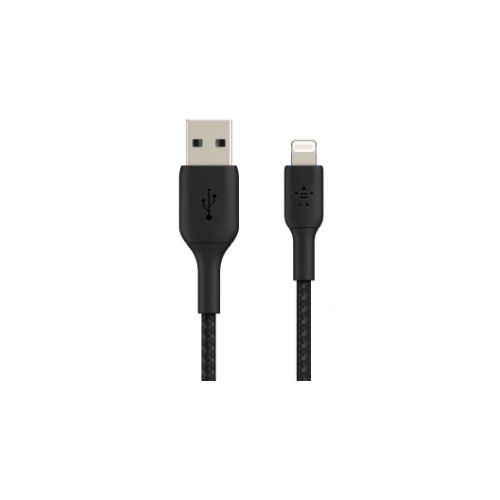 BELKIN 2M USB-A to Lightning Charge/SYNC Cable, Braided, MFi, BLK, 2 YR WTY