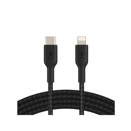 BELKIN 2M USB-C to Lightning Charge/SYNC Cable, MFi, Braided, Black 2 YR