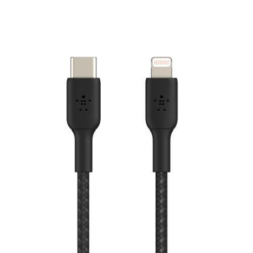 BELKIN 2M USB-C to Lightning Charge/SYNC Cable, MFi, Braided, Black 2 YR