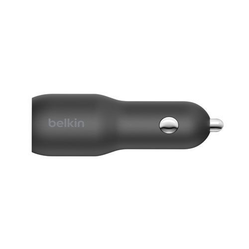 BELKIN 2 Port Car Charger, 25W USB-C (1) PD, 12W USB-A (1), Black