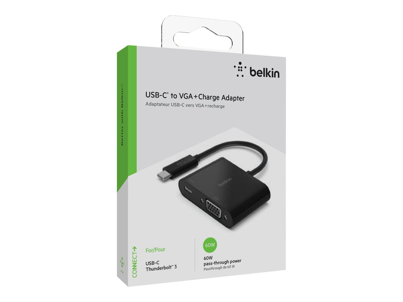 BELKIN Adapter USB-C TO VGA (Support 1080P) AND USB-C PD, 60W Pass Thru, 2 YR WTY