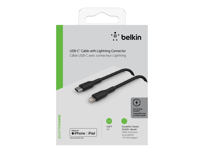 BELKIN 2M USB-C to Lightning Charge/SYNC Cable, MFi, Braided, Black 2 YR