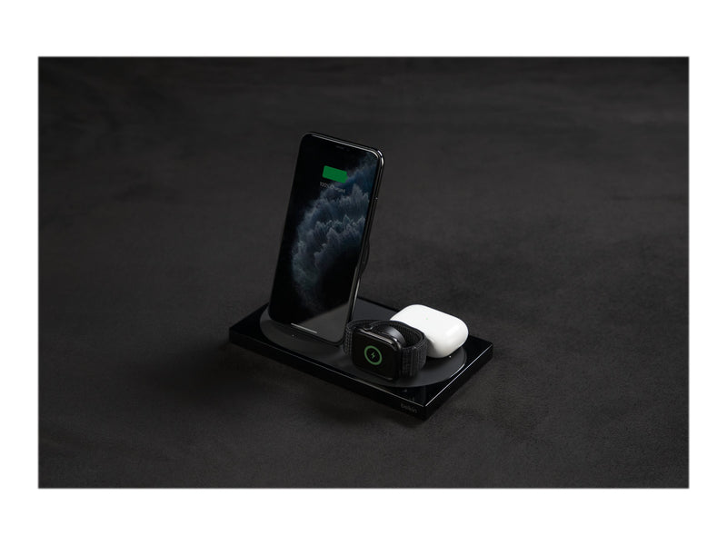 BELKIN QI Wireless 3 IN 1 Charging Dock Stand 10W for Phone, Apple Watch and Ipod, Black