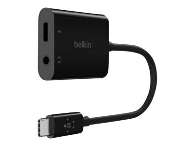 BELKIN Rockstar Adapter, USB-C TO 3.5MM Audio + USB-C Charge, Black