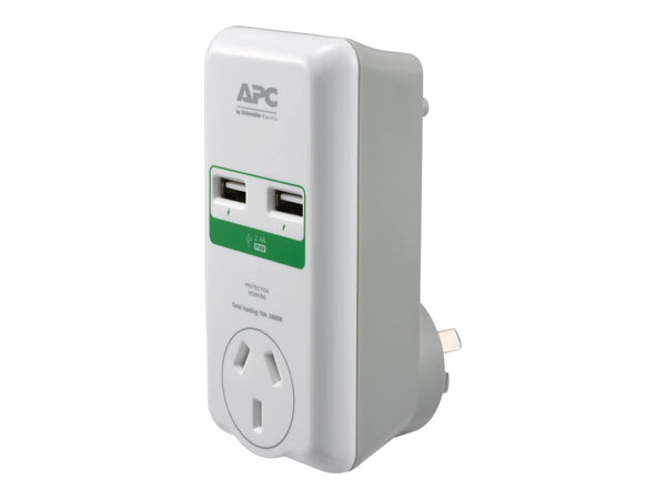 APC (P1U2-AZ-02) APC Essential SurgeArrest 1 Outlet Wall Mount with Dual USB Ports (5V/2.4