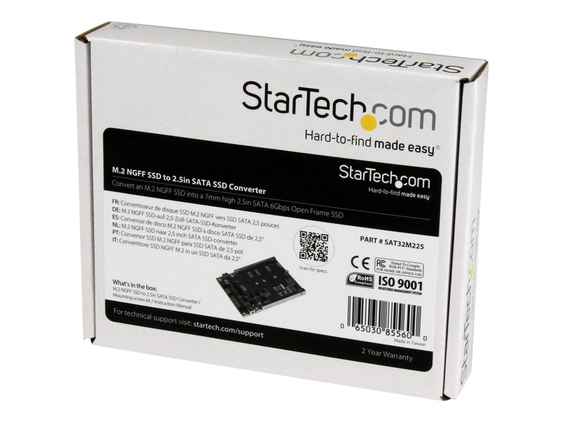 STARTECH M.2 SSD TO 2.5" Sata Adapter Converter, 7MM or Larger 2.5" Sata Bay, 2YR