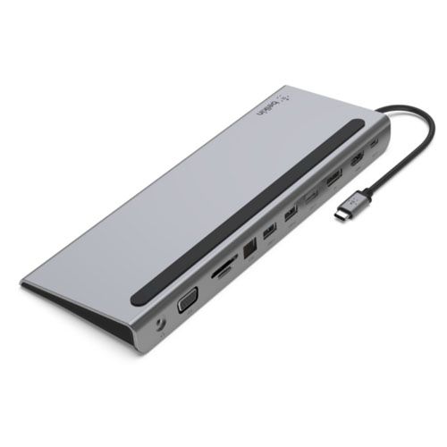 BELKIN USB-C 11-IN-1 Docking Station,Tripledisplay,HDMI,DP,VGA, SD, 85W PD, NO AC, 2YR