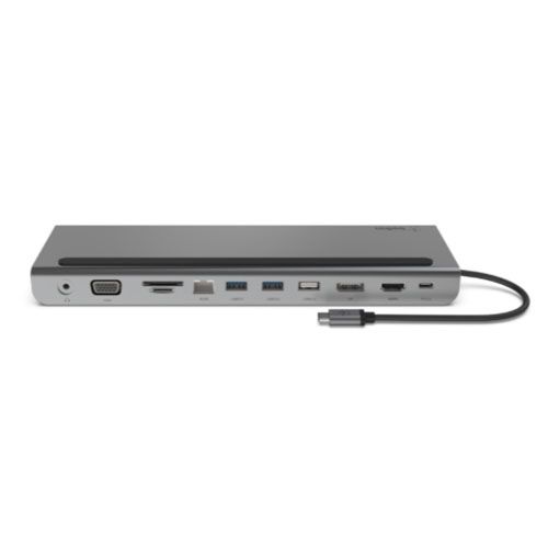 BELKIN USB-C 11-IN-1 Docking Station,Tripledisplay,HDMI,DP,VGA, SD, 85W PD, NO AC, 2YR